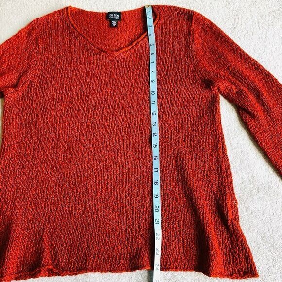 Eileen Fisher Terracotta Knit V-neck Sweater - Picture 6 of 13
